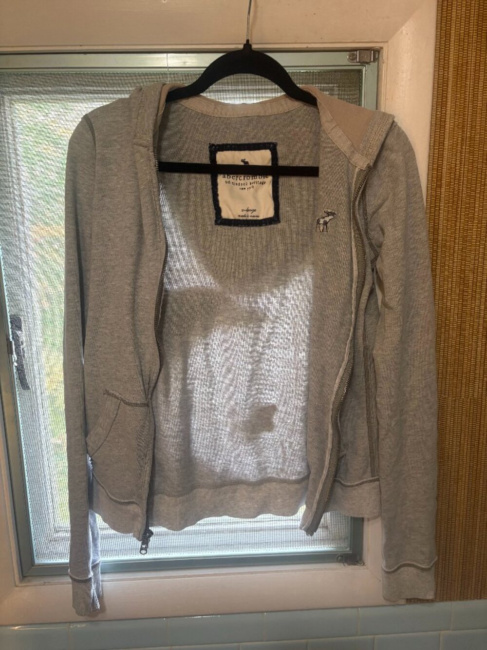 Vintage Y2K Abercrombie & Fitch Adirondack Heritage Grey Lightweight Zip Hoodie